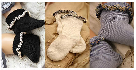 Preview of Adagio Pom Pom Cuffed Baby Booties at Sock-Dreams.com.